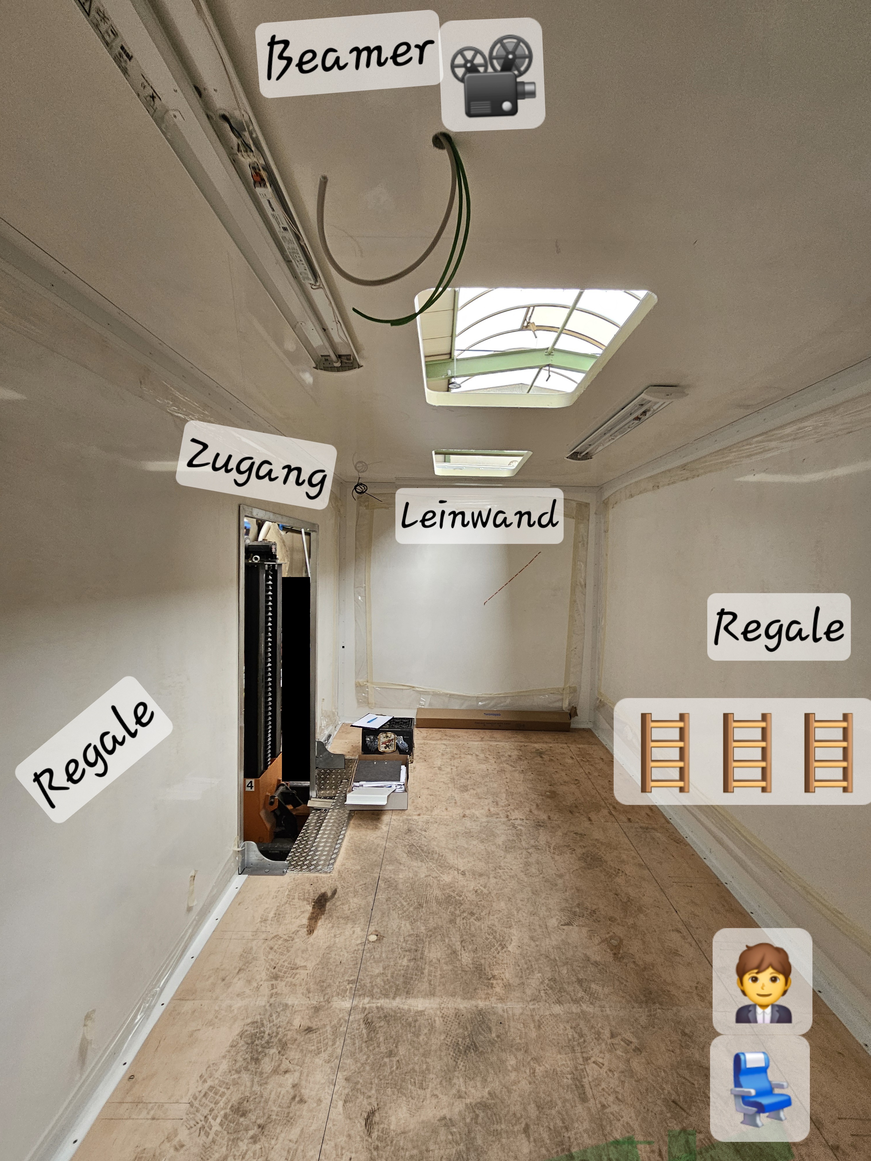 Blick nach hinten auf die Leinwand für das Gaming